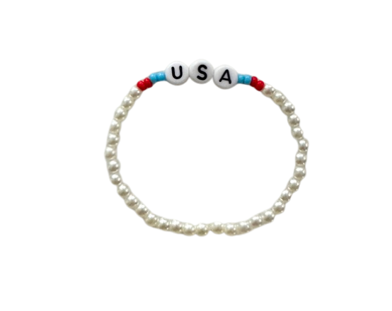 "USA" Pearl Beaded Bracelet