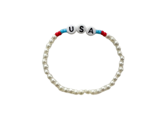 "USA" Pearl Beaded Bracelet
